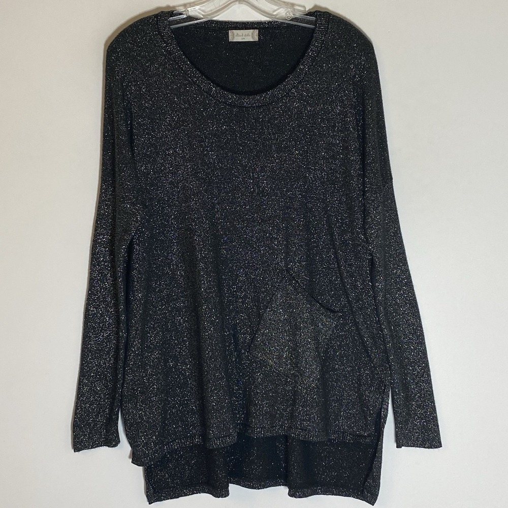 Altard State Sweater Womens Small Tunic Black Metallic Pocket Holiday Whimsigoth